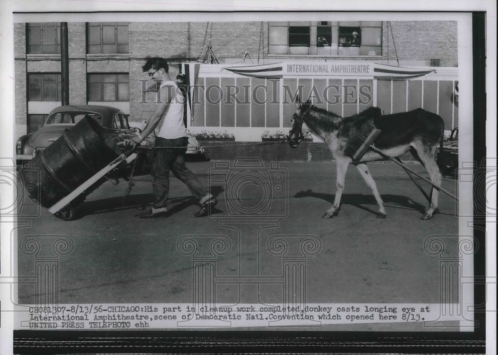 1956 Press Photo Cleaning up after the Democratic national convention - Historic Images