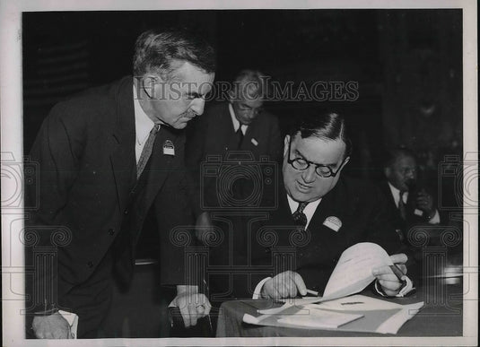 1936 Press Photo Mayor Daniel Hoan & Mayor Fiorello H. LaGuardia In New York-Historic Images