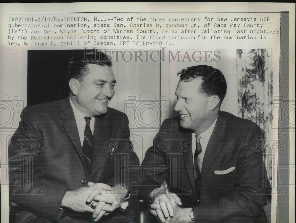 1965 Press Photo Senator Charles W. Sandman Jr. &amp; Senator Wayne Dumont-Historic Images