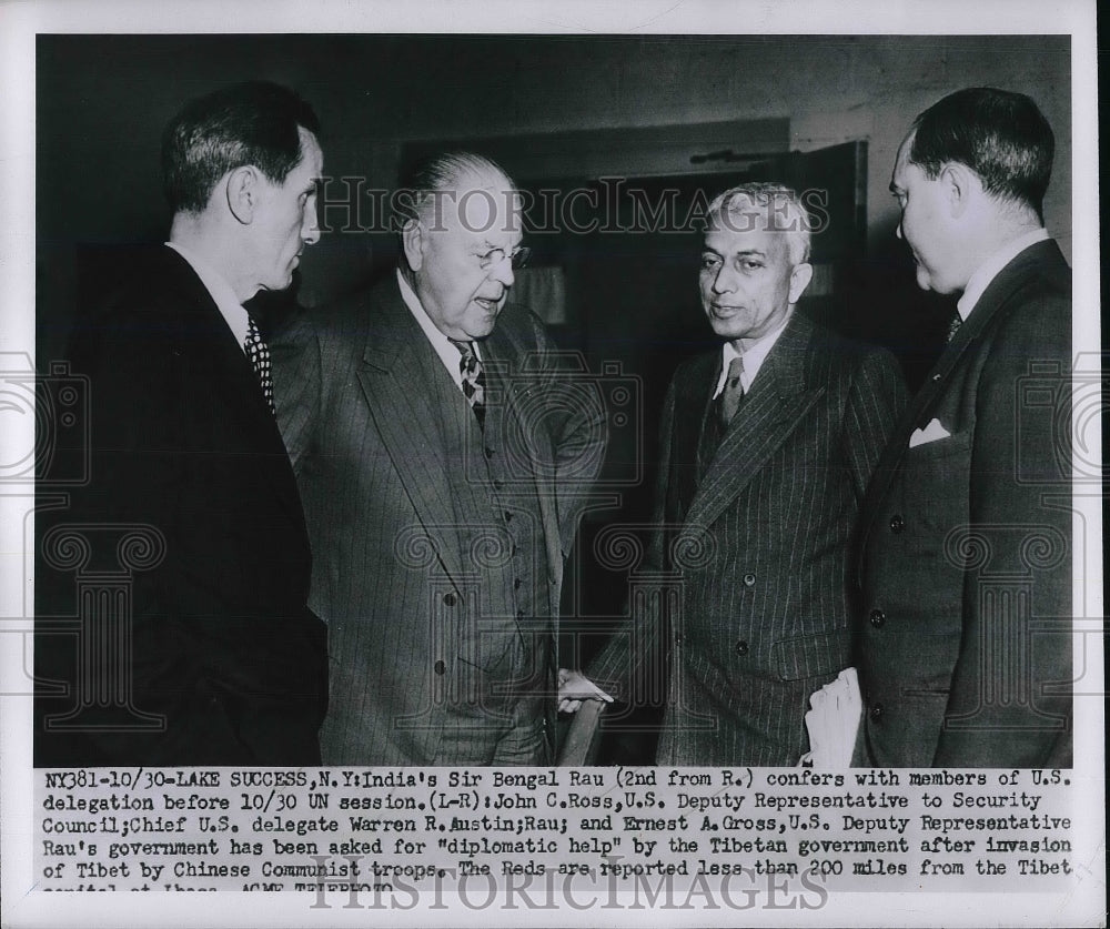 1950 Press Photo Indian's Bengel Rau with members of the U.S. Delegation to UN.-Historic Images