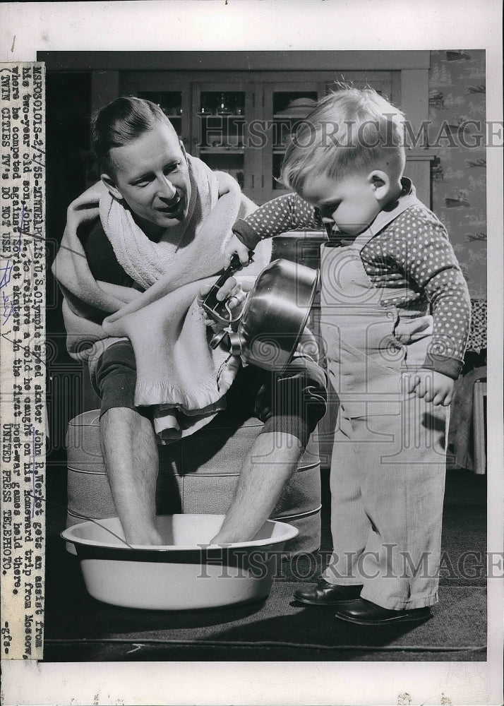 1955 Press Photo U.S. Olympic Skater John R. Werket and son John - Historic Images