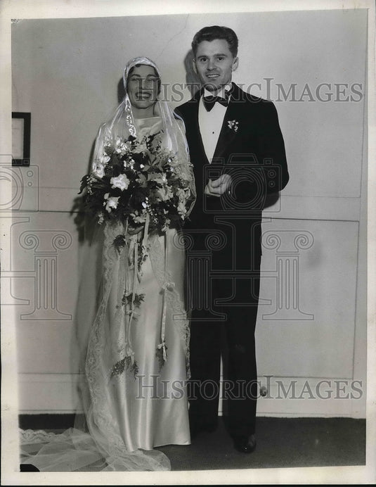 1933 Press Photo Frank Wykoff Marriage Ethel Mae Richardson - Historic Images