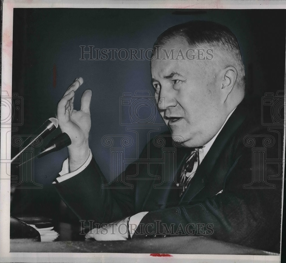 1953 Press Photo Spruille Braden former Sec of State testifying in a Senate - Historic Images