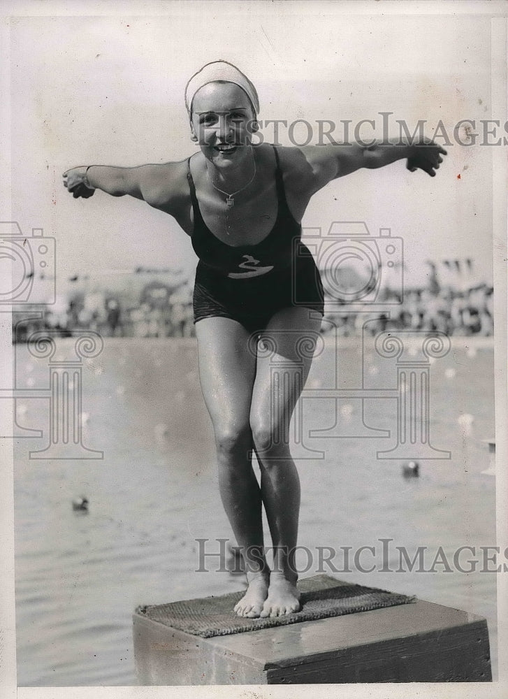 1936 Press Photo Toni Redfern, Swimming Champion - Historic Images