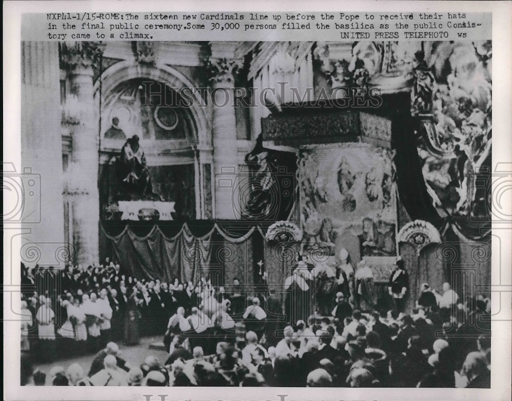 1953 Press Photo 16 New Cardinals line up before the Pope to receive their hats - Historic Images