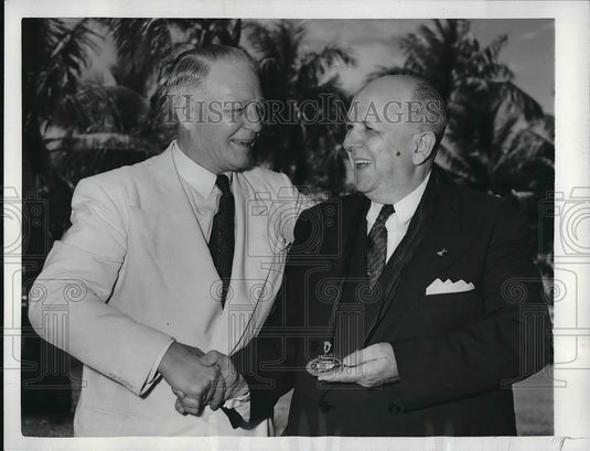 1950 Press Photo Emmett Anderson & Joseph Kyle Ruler of Elks Lodge - neb04946 - Historic Images