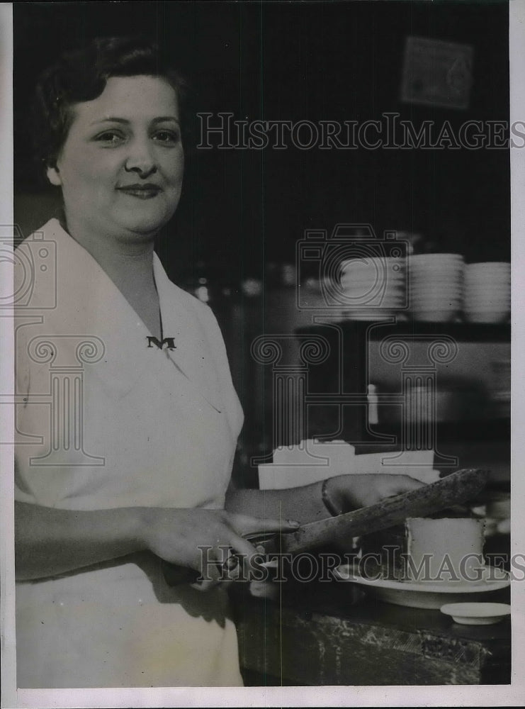 1935 Press Photo Miss Lexy Nikias Madison Waitress Serves Cheese - Historic Images