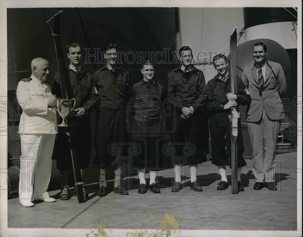 1937 Press Photo Capt. Henry Stephenson, Warren Chivers, Howard Chivers, Edward-Historic Images