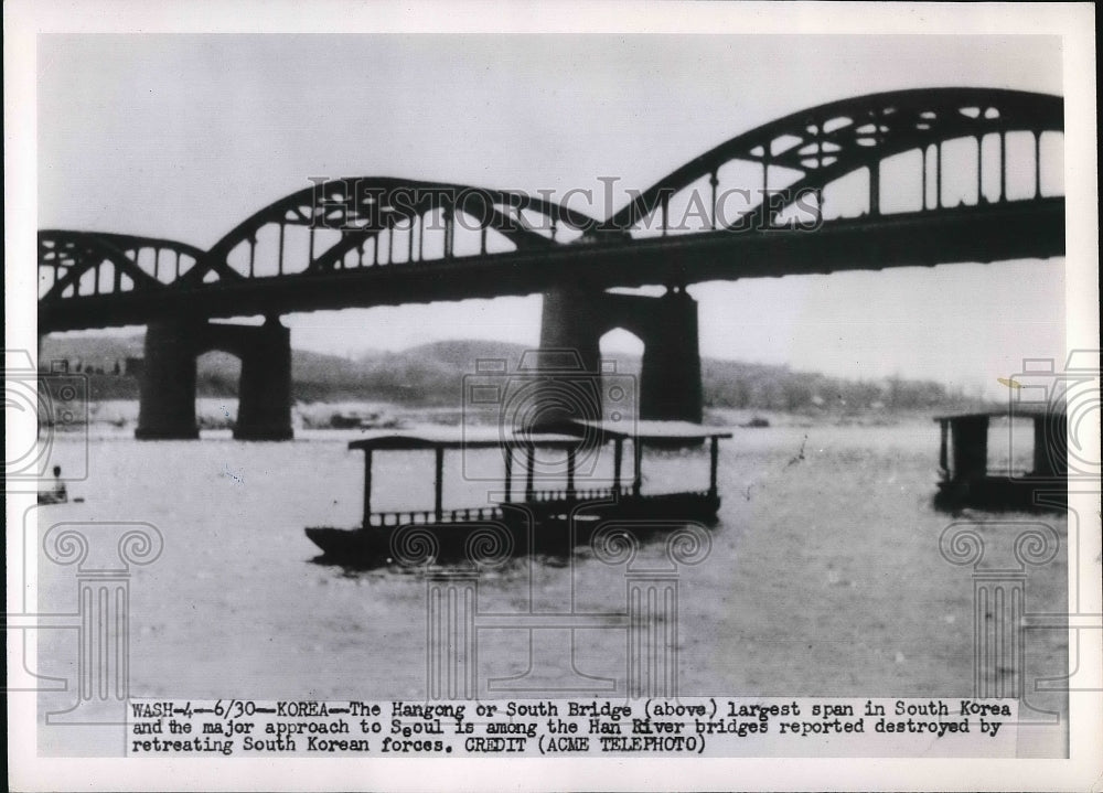 1951 Press Photo The Hongong or South Bridge in South Korea - Historic Images