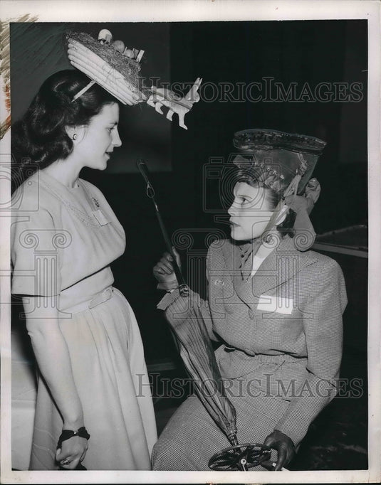 1951 Press Photo Munich American Womens Club Members Hats-Historic Images