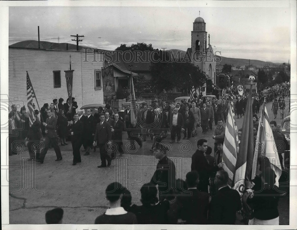 1940 Procession passing Church of Our Lady of Guadalupe - Historic Images