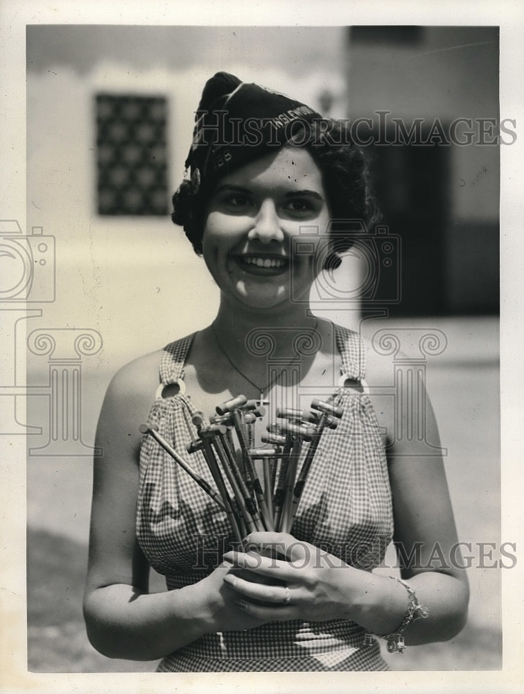 1938 Miss Louise Newall at preparing for convention-Historic Images