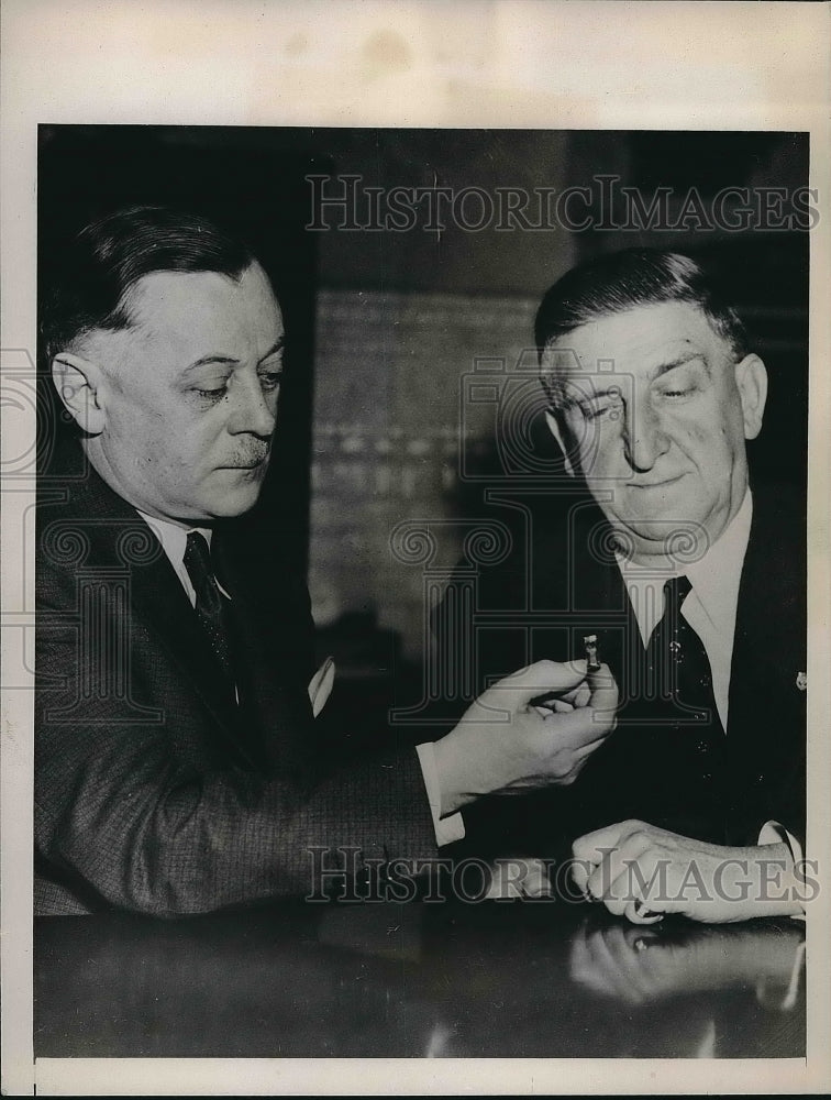1936 Press Photo Dr. Charles Moriarity and Coroner Charles Hersch - Historic Images