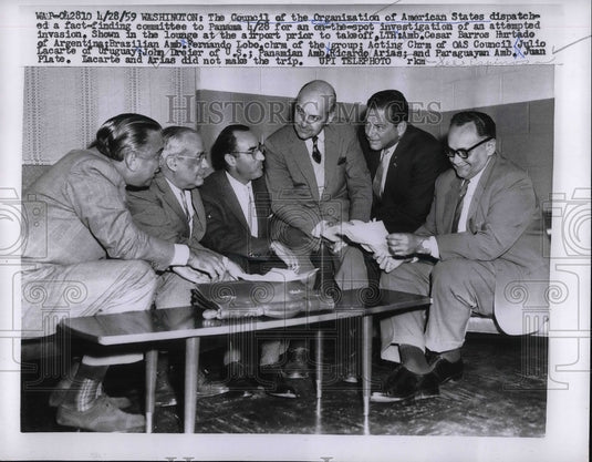 1959 Press Photo Council of Organization of American States With Hurtate, Lobo - Historic Images
