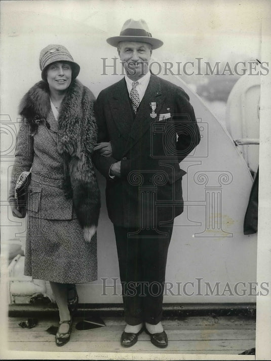 1927 Army Col. William Mitchell Wife New York City S.S. Paris Ship-Historic Images