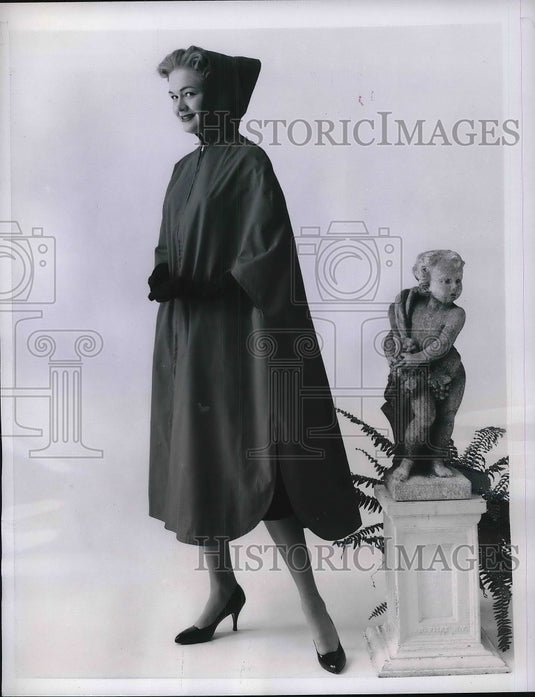 1957 Fashion Model Helen Landon Wearing All Weather Topper-Historic Images