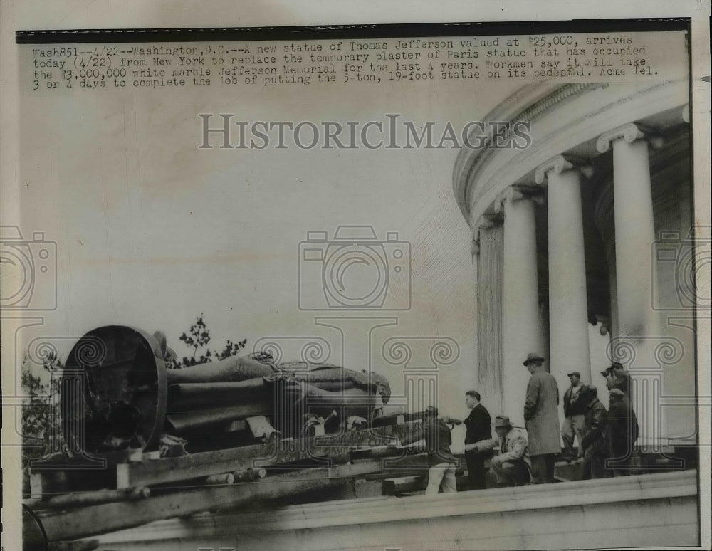 1947 Press Photo Statue of Thomas Jefferson - Historic Images