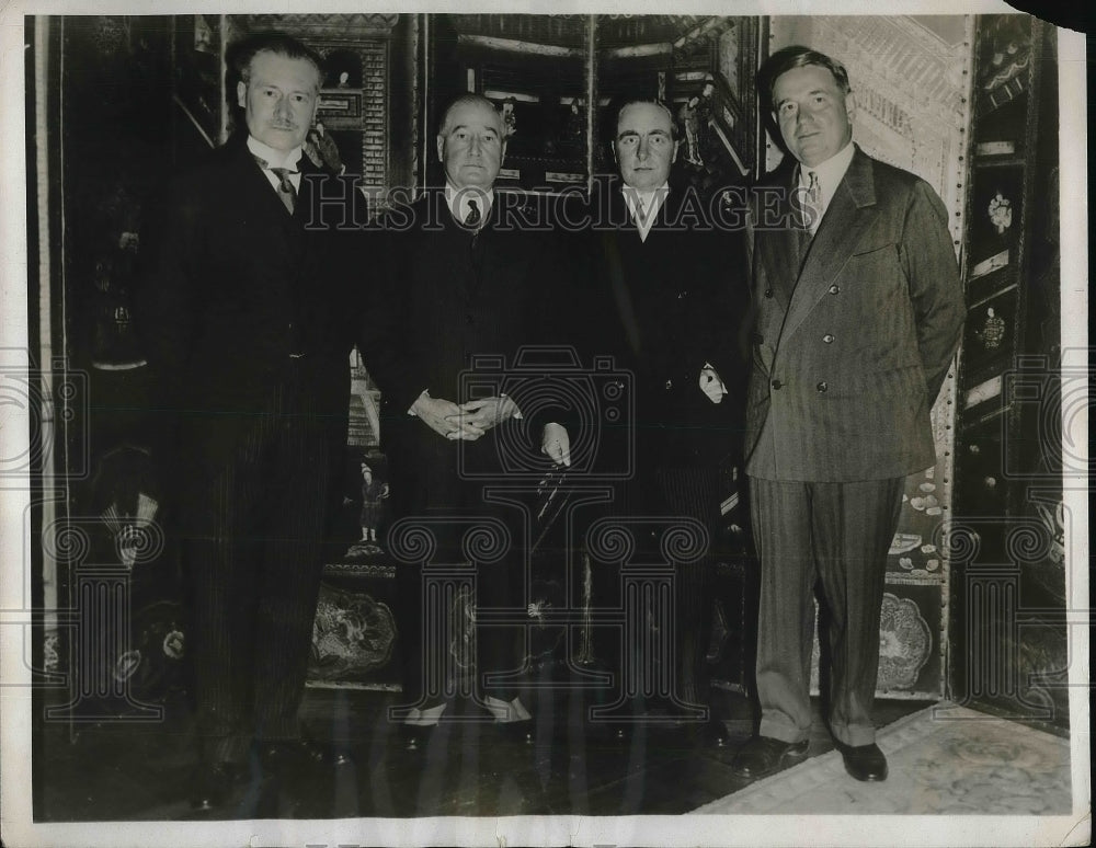 1932 Press Photo John Walters, Treasury Secretary Ogden Mills & Kent Cooper - Historic Images