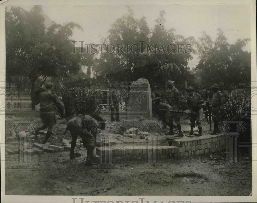 1933 Soldiers destroying a monument in Havana City.-Historic Images