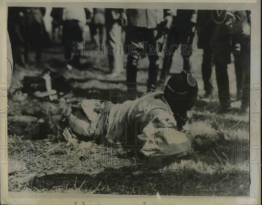 1931 Lt.Gistavo Lopez Marez on the ground asked plane crashed.-Historic Images