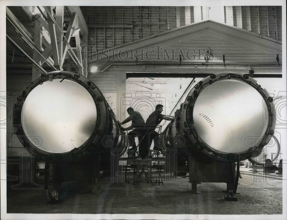 1963 Two assembled Polaris Missile Launching Tubes-Historic Images