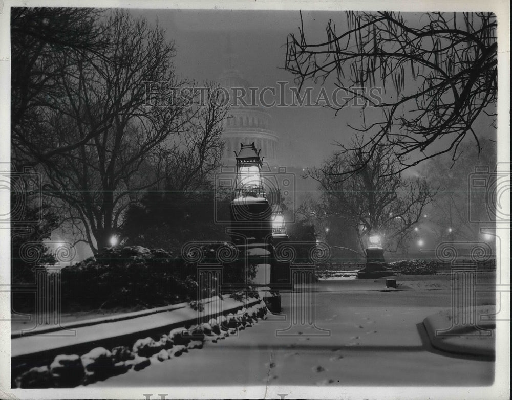 1938 View Of The Capitol Building In Night Sky During Snowfall-Historic Images