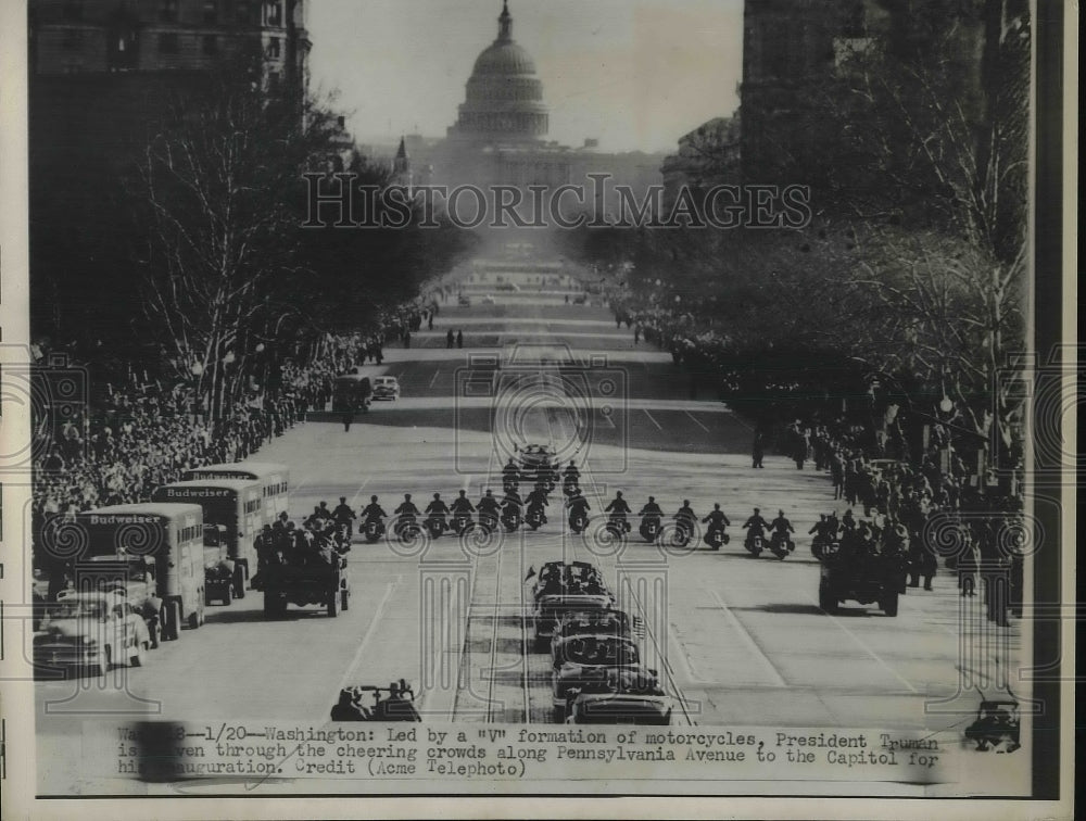 1949 Pres. Truman through Pennsylvania Ave. to Capitol-Historic Images