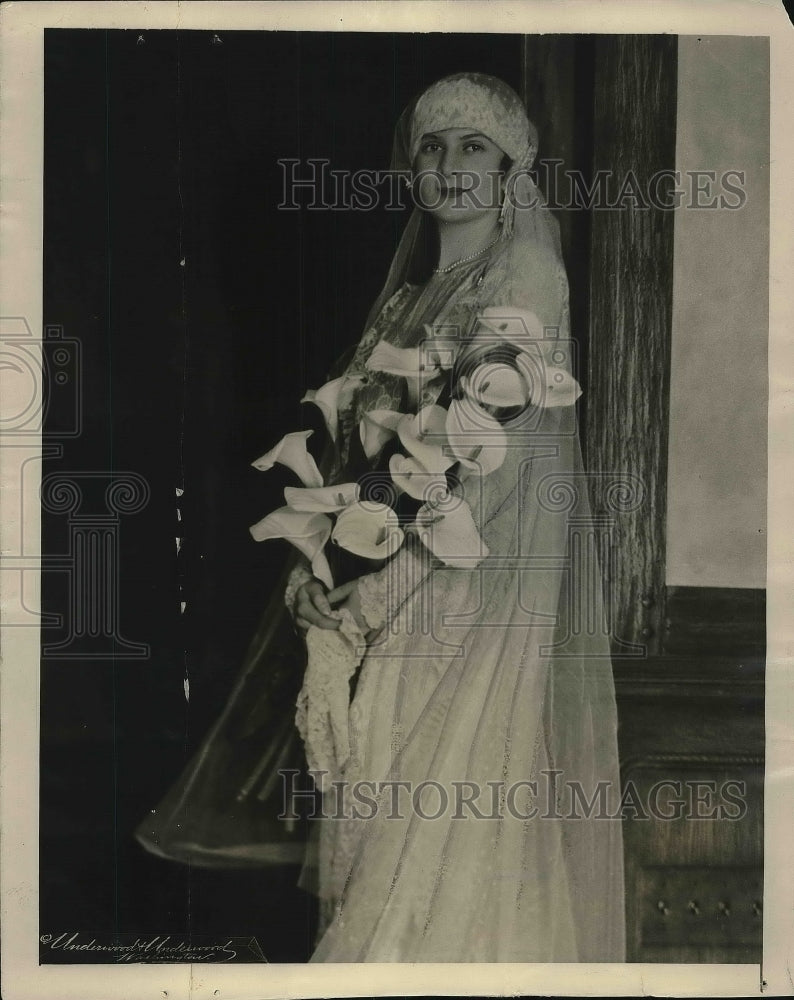 1927 Press Photo Baribess Von der Elst posing in her bridal gound-Historic Images