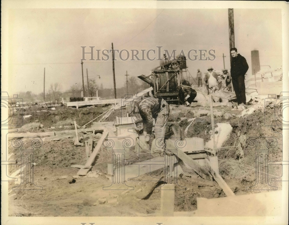 1934 Press Photo Start of work on housing project in Philadelphia - Historic Images