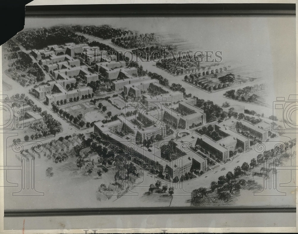 1934 Artist&#39;s Sketch of Largest Public Housing Project In New York-Historic Images