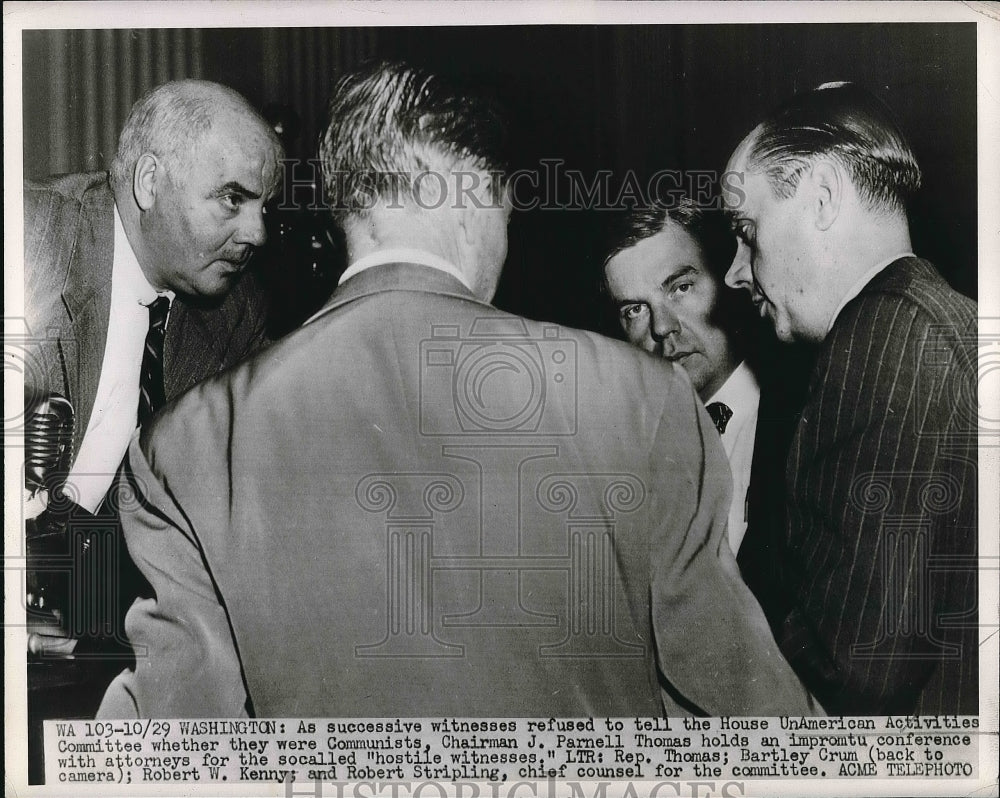 1947 Press Photo House UnAmerican Activities Comm. J. Parnell Thomas, Barley Cr, - Historic Images