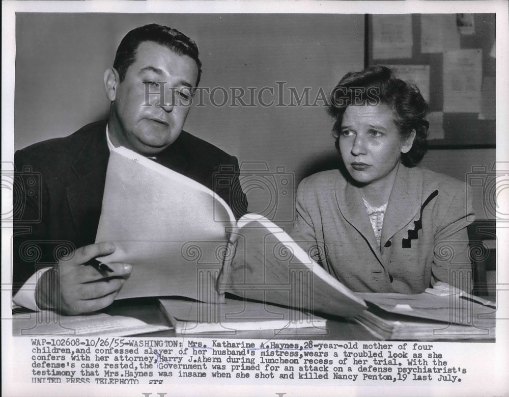 1955 Katherine Haynes on Trial for Murder, Attorney Harry Ahern, - Historic Images