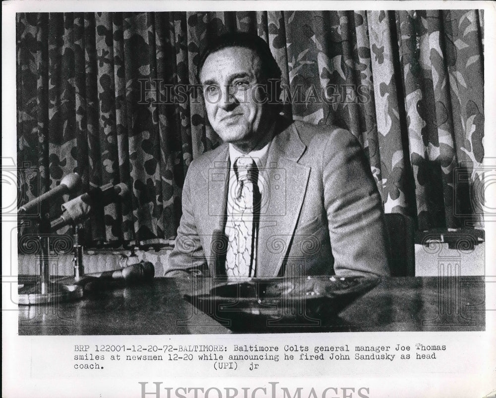 1972 Press Photo General Manager Joe Thomas Baltimore Colts Press Conference-Historic Images