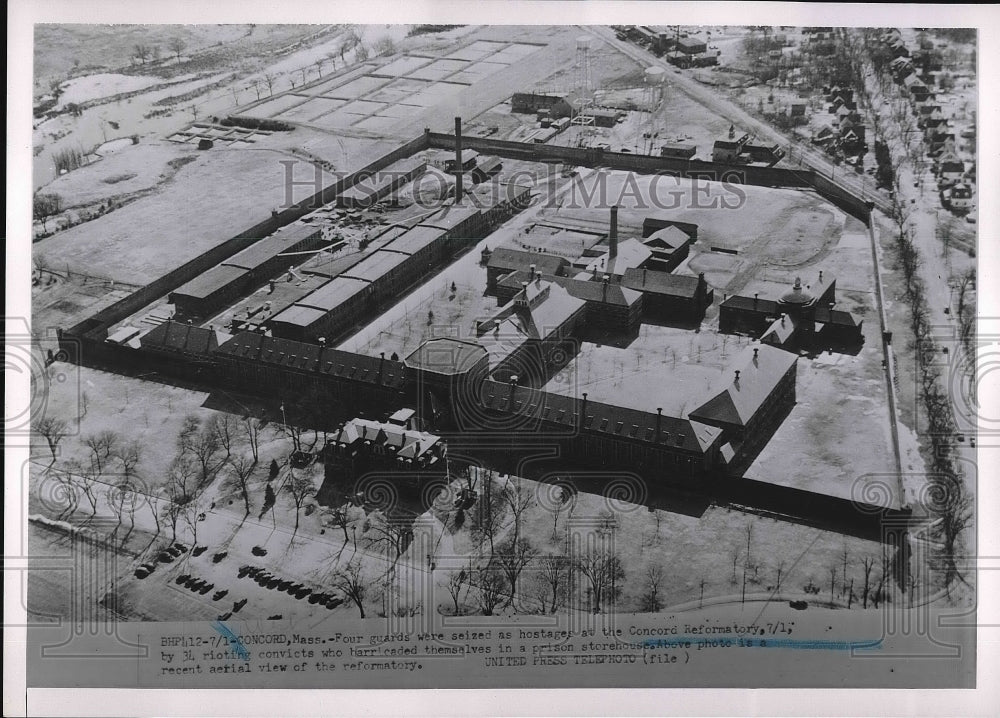 1952 Aerial view of the Concord Reformatory after riots-Historic Images