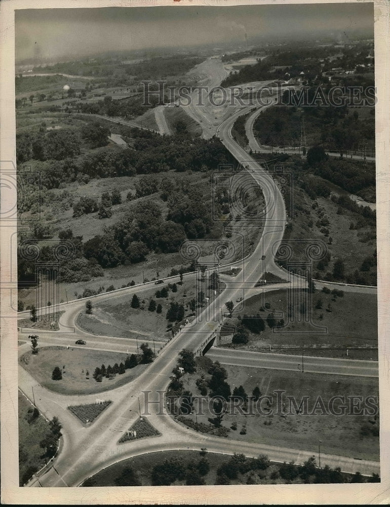 1948 Aerial view of Willow freeway in Cleveland, Ohio-Historic Images