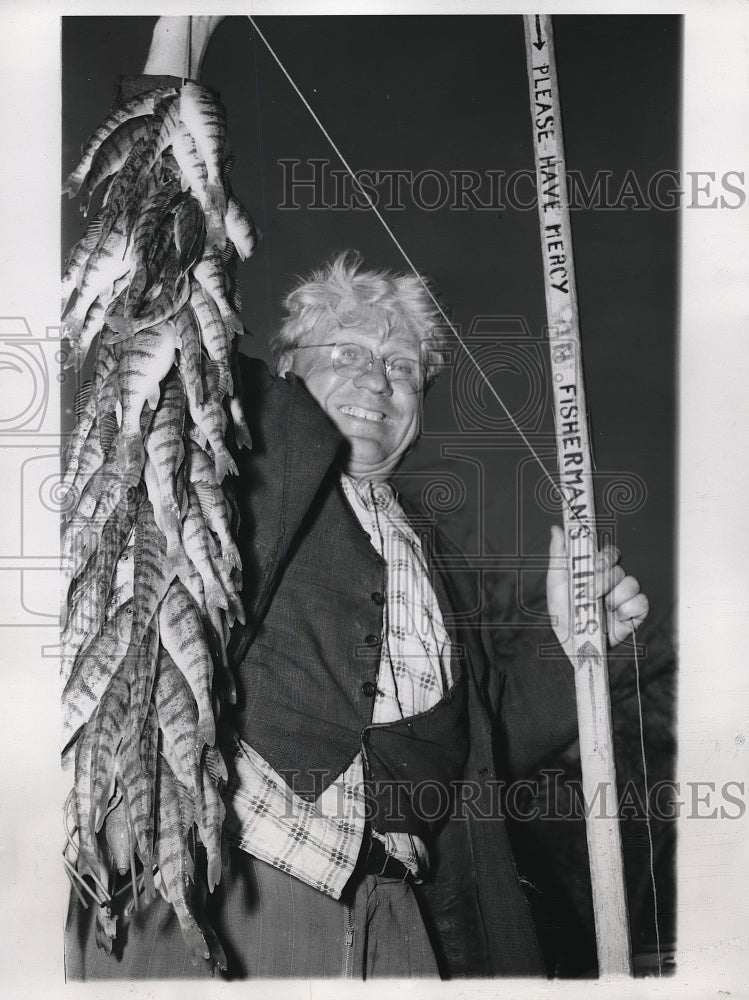 1951 Press Photo Herman Schneider with his latest catch - neb09741 - Historic Images