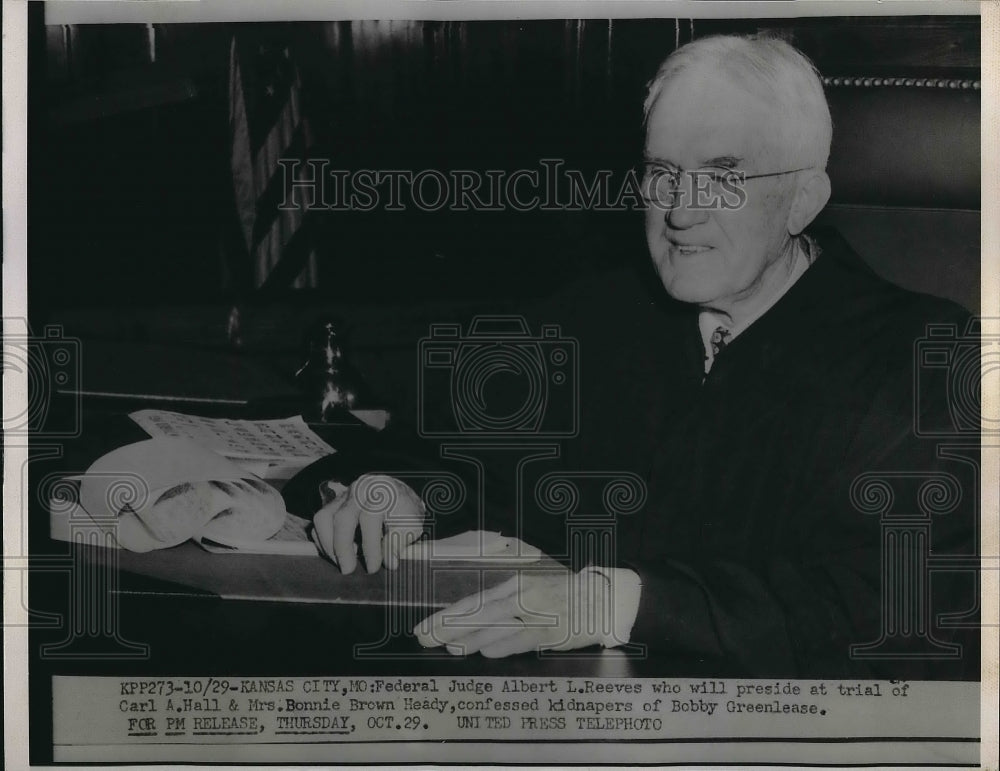 1953 Press Photo Federal Court Judge Albert Reeves Trial Bonnie Brown Heady - Historic Images