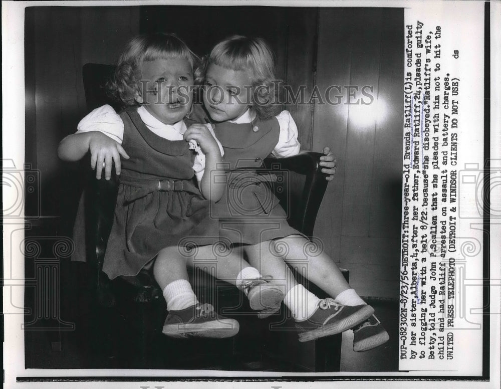 1956 Press Photo Brenda Ratliff and sister Alberta and Edward - Historic Images