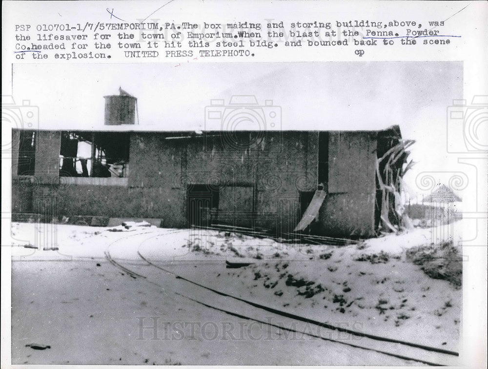 1957 Press Photo Remains of a building after explosion-Historic Images