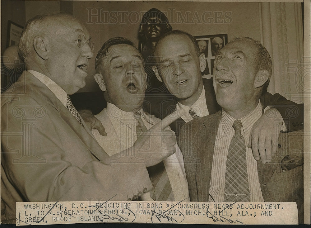 1938 Press Photo Sen. Herring, Sen Brown and Sen Green at congress - Historic Images