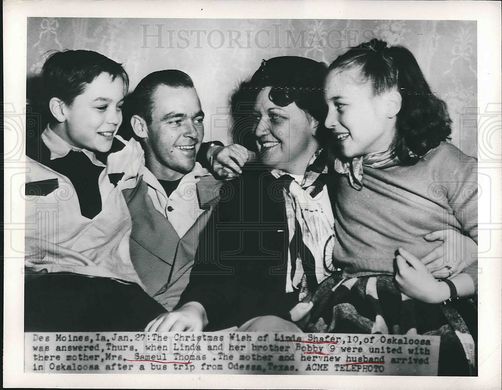 1950 Press Photo Linda, Bobby Shafer reunites with their mother and step dad. - Historic Images