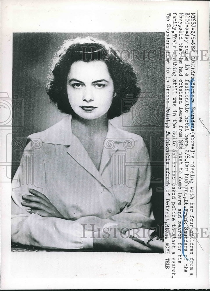 1951 Press Photo Mrs Barbara Saunders Frank Crosse Point Detroit Michigan - Historic Images