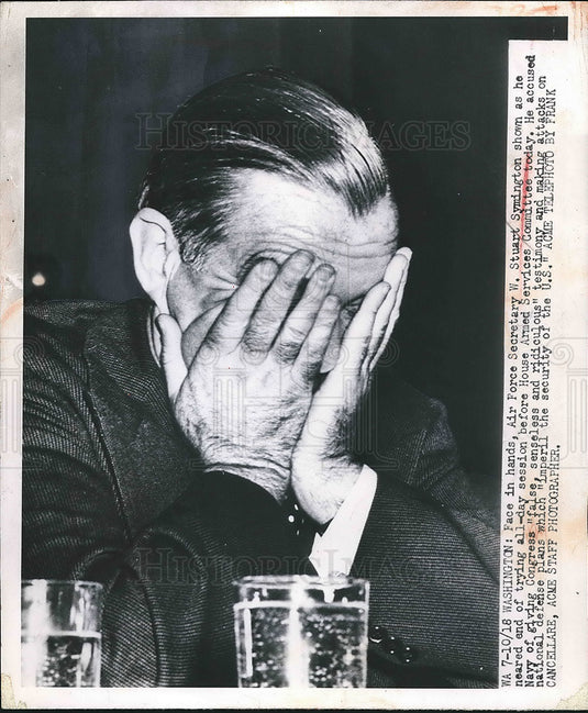 1949 Press Photo Air Force Secretary W. Stuart Symington at House Committee Meet - Historic Images
