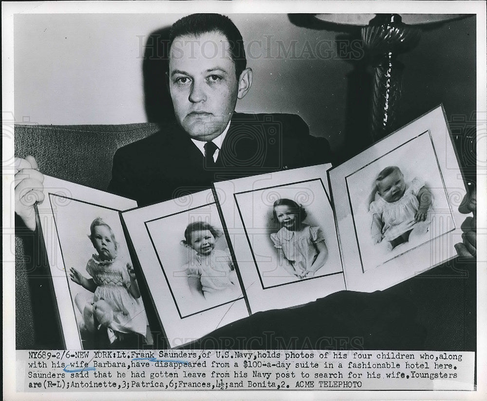 1951 Press Photo Frank Saunders, wife and their 4 children went missing in NY - Historic Images