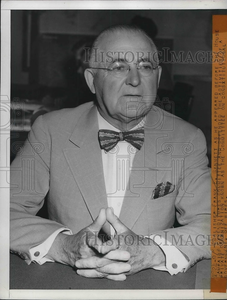 1944 Press Photo Publisher Frank Gannett before House Campaign Expenditures - Historic Images