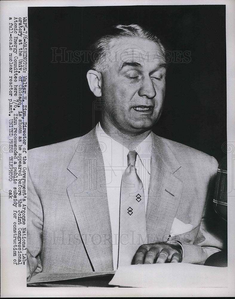 1953 Press Photo Wash.D.C. Walter Zinn, director of Argone Natl Labs, U of Chica-Historic Images