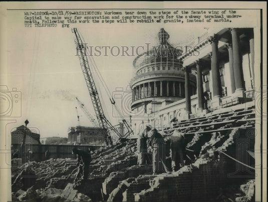 1959 Press Photo Workers consatructing Senate Wing-Historic Images
