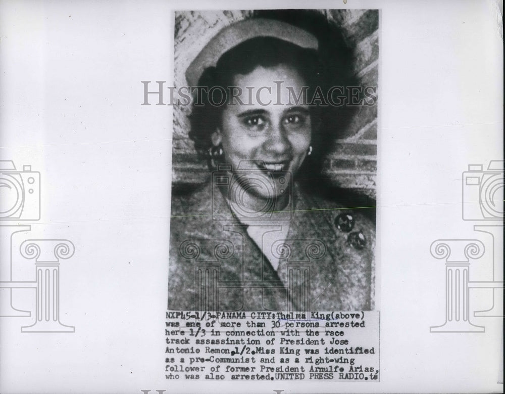 1955 Press Photo Thelma King After Arrest In Panama City - neb12399 - Historic Images