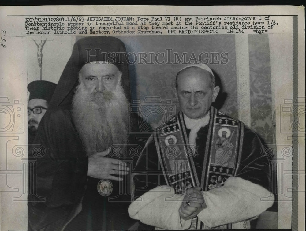 1963 Press Photo Jerusalem Jordan Pope Paul VI-Historic Images