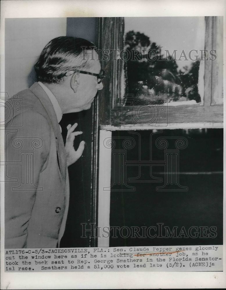 1950 Press Photo Sen. Claude Pepper after election loss - Historic Images